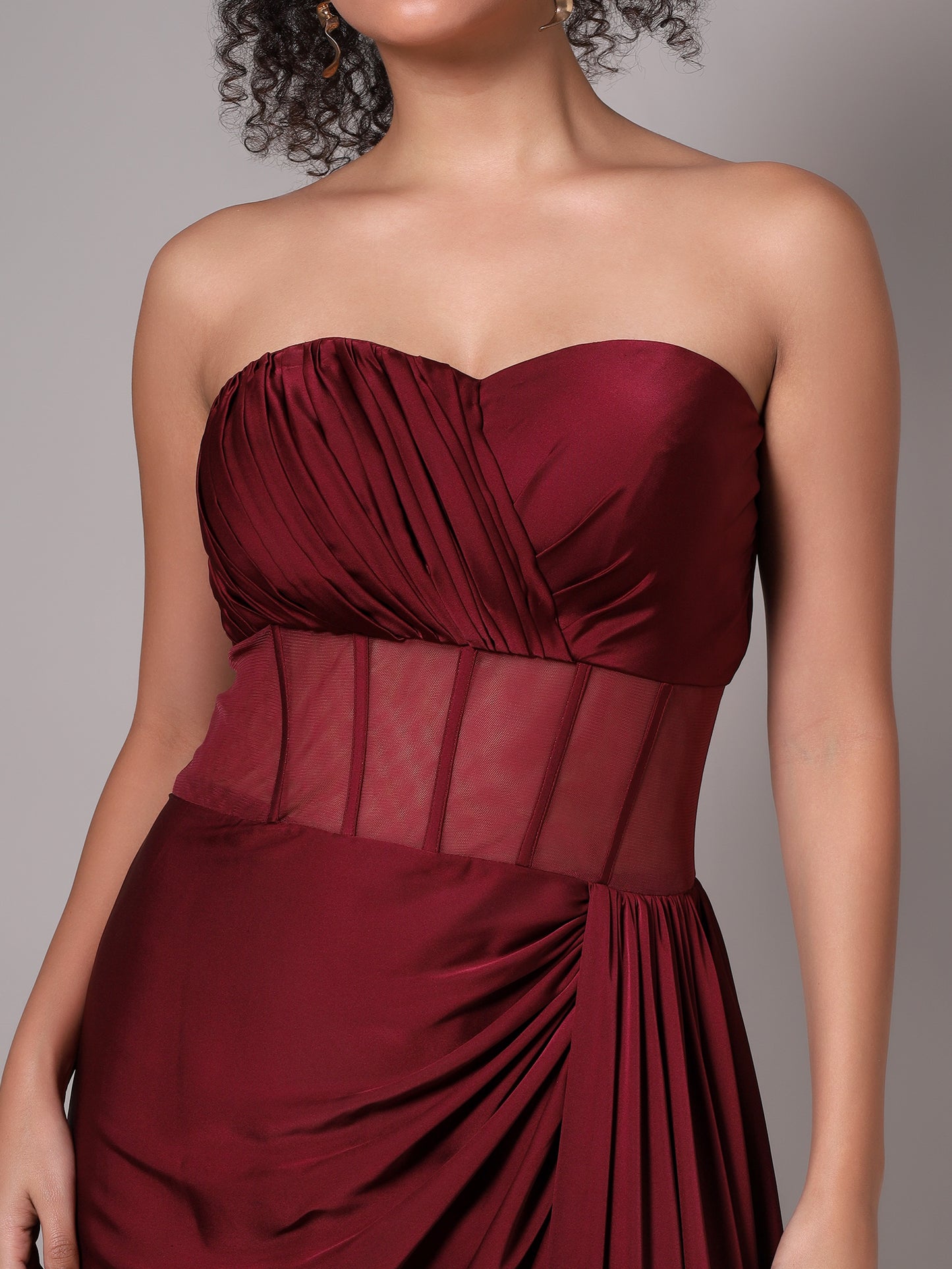 HER Maroon drape gown