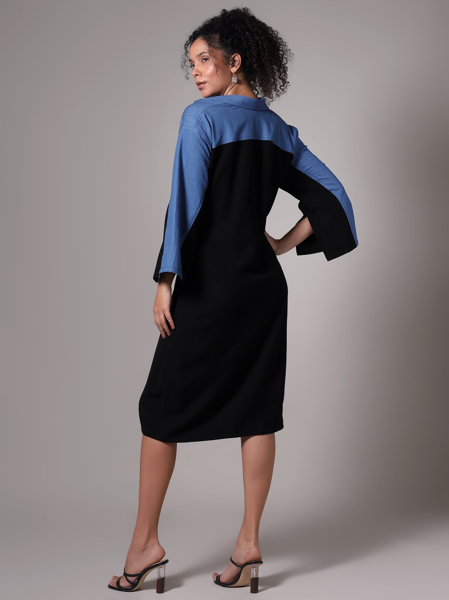 HER Drapey Denim Cowl Dress