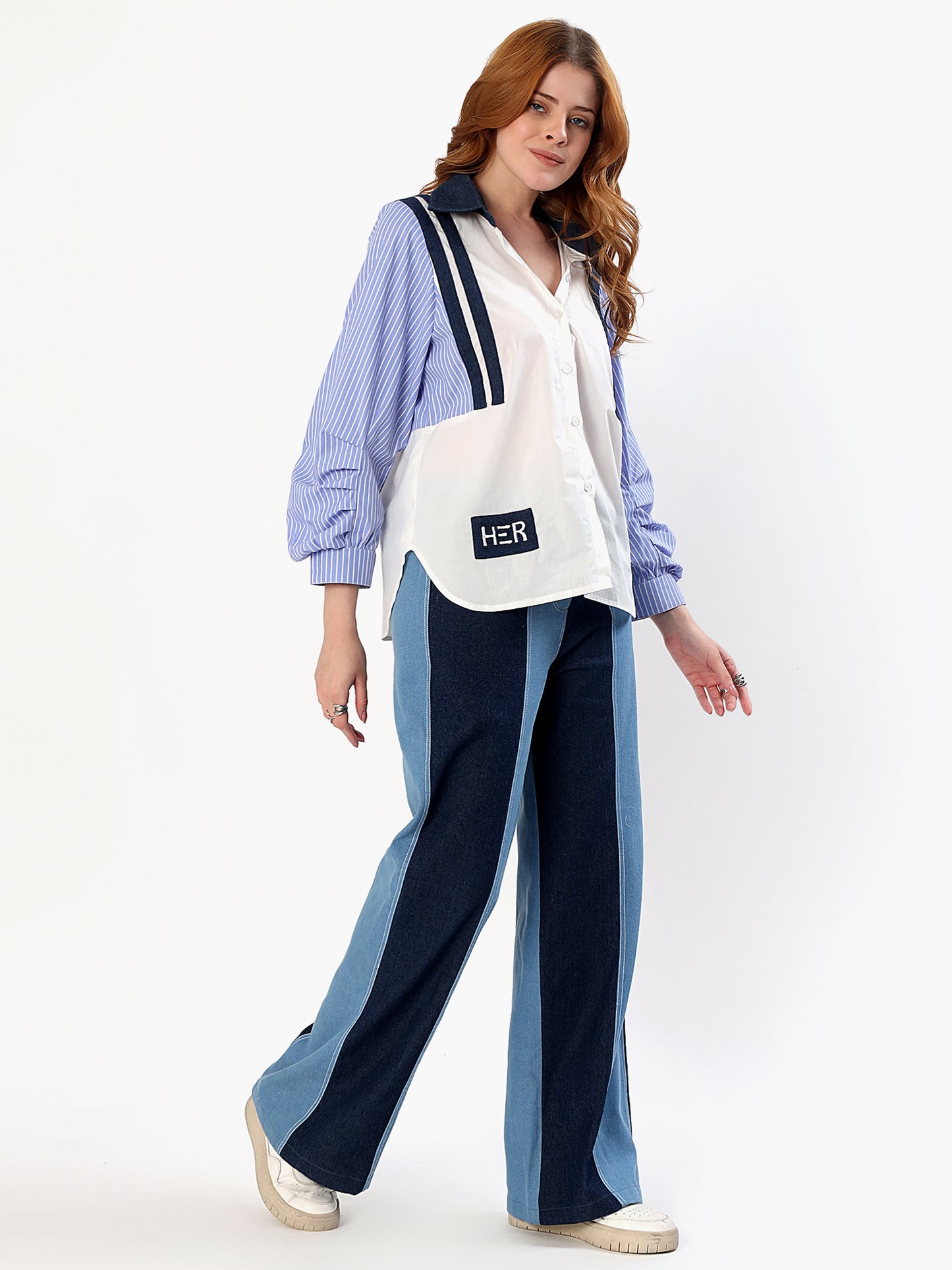 Dual tone denim coord