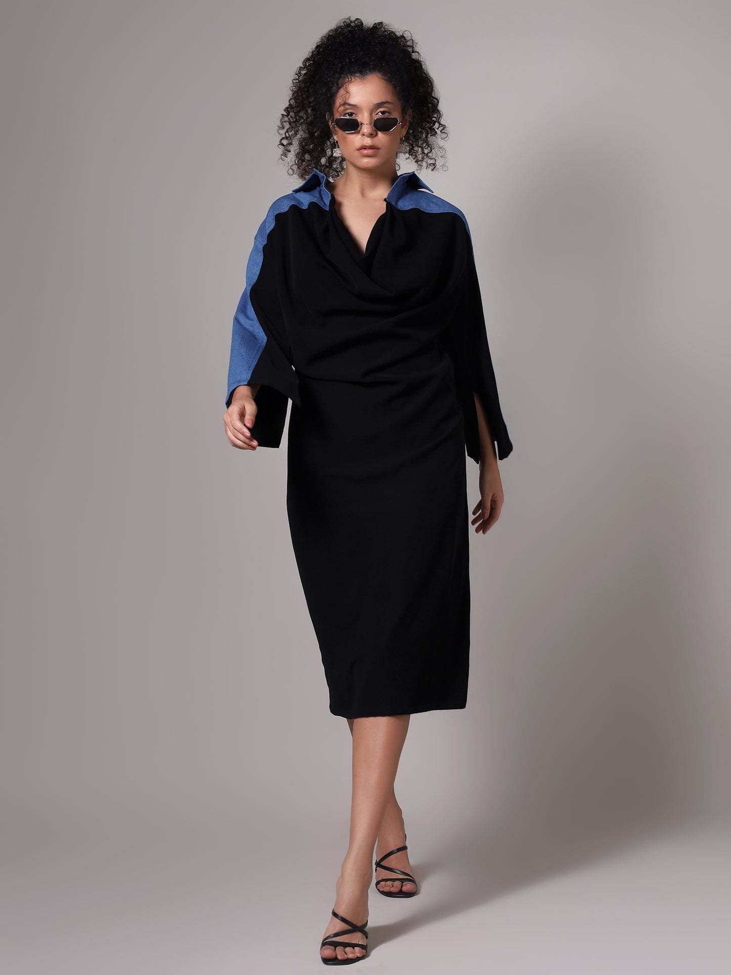 HER Drapey Denim Cowl Dress