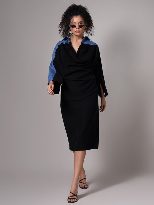 HER Drapey Denim Cowl Dress