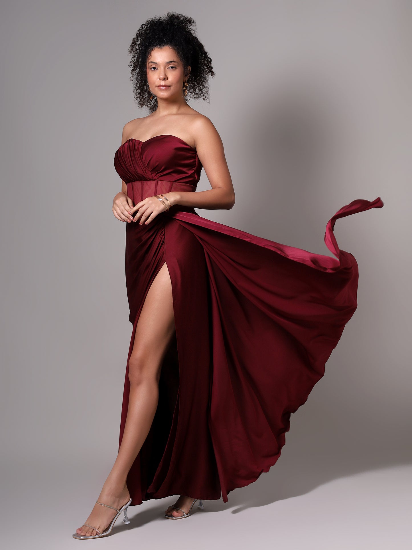 HER Maroon drape gown