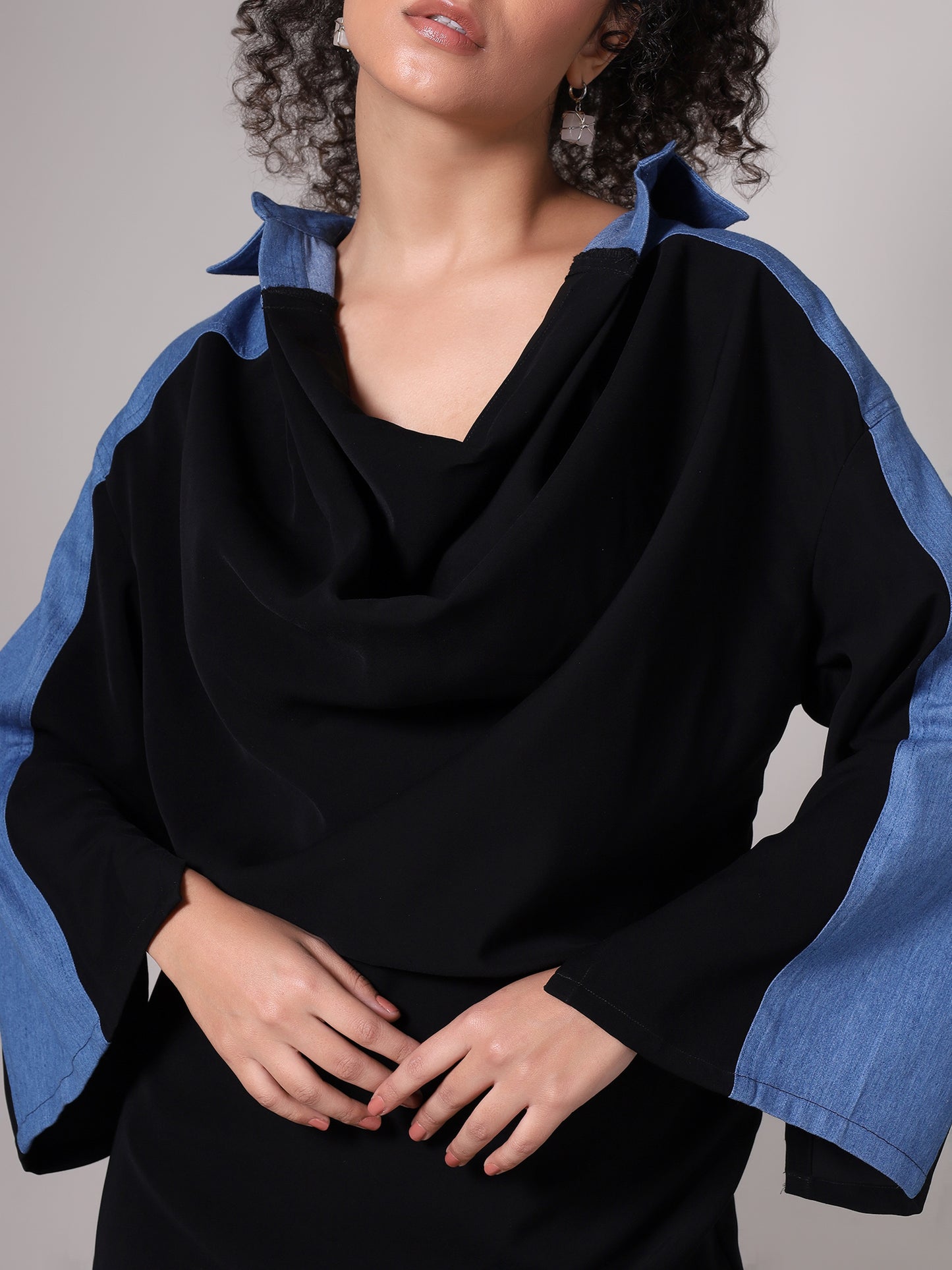 HER Drapey Denim Cowl Dress