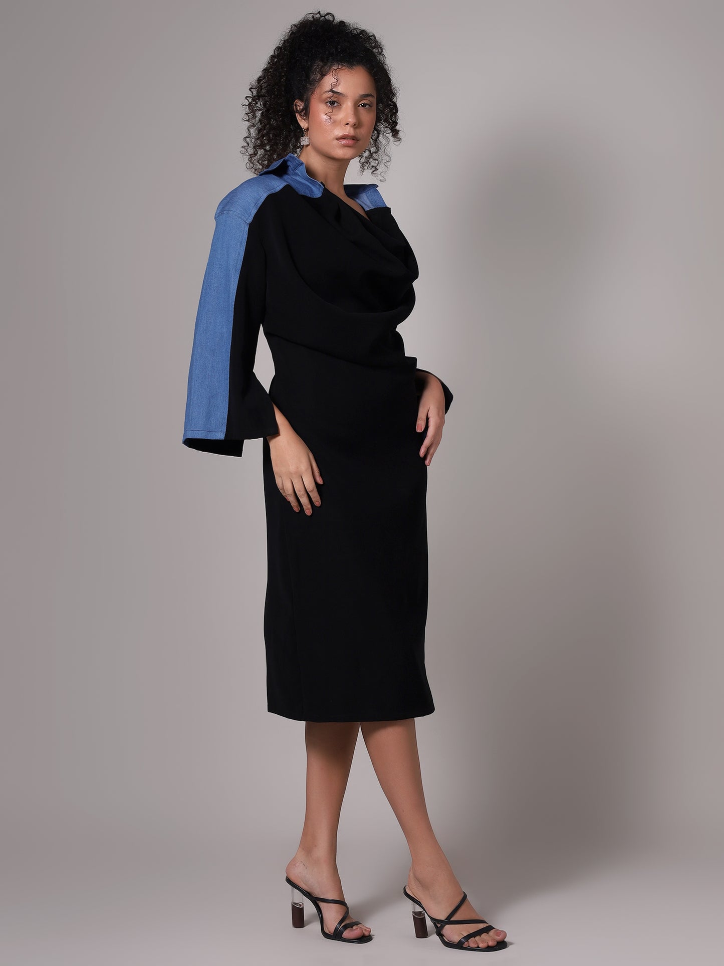 HER Drapey Denim Cowl Dress