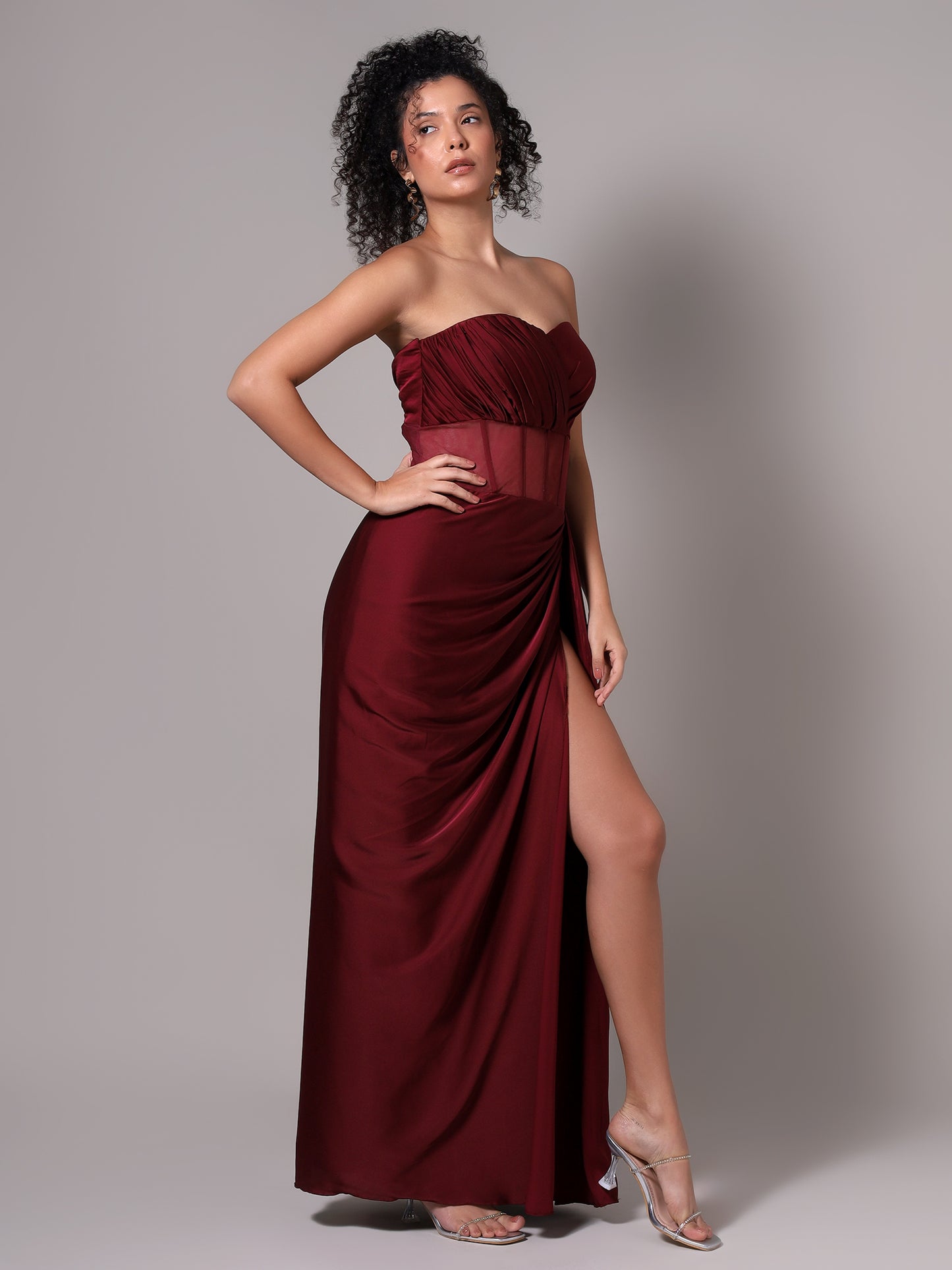 HER Maroon drape gown