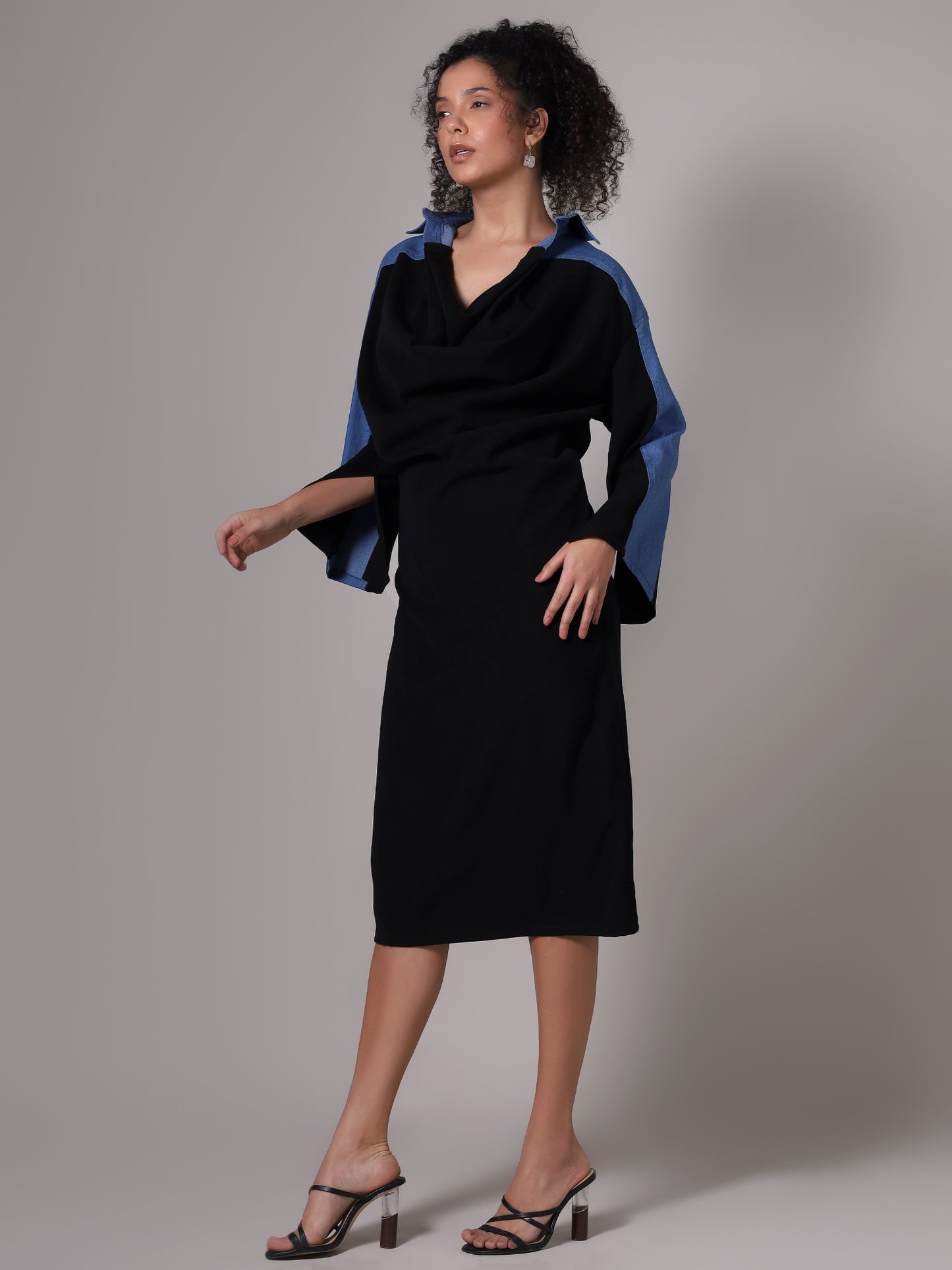 HER Drapey Denim Cowl Dress