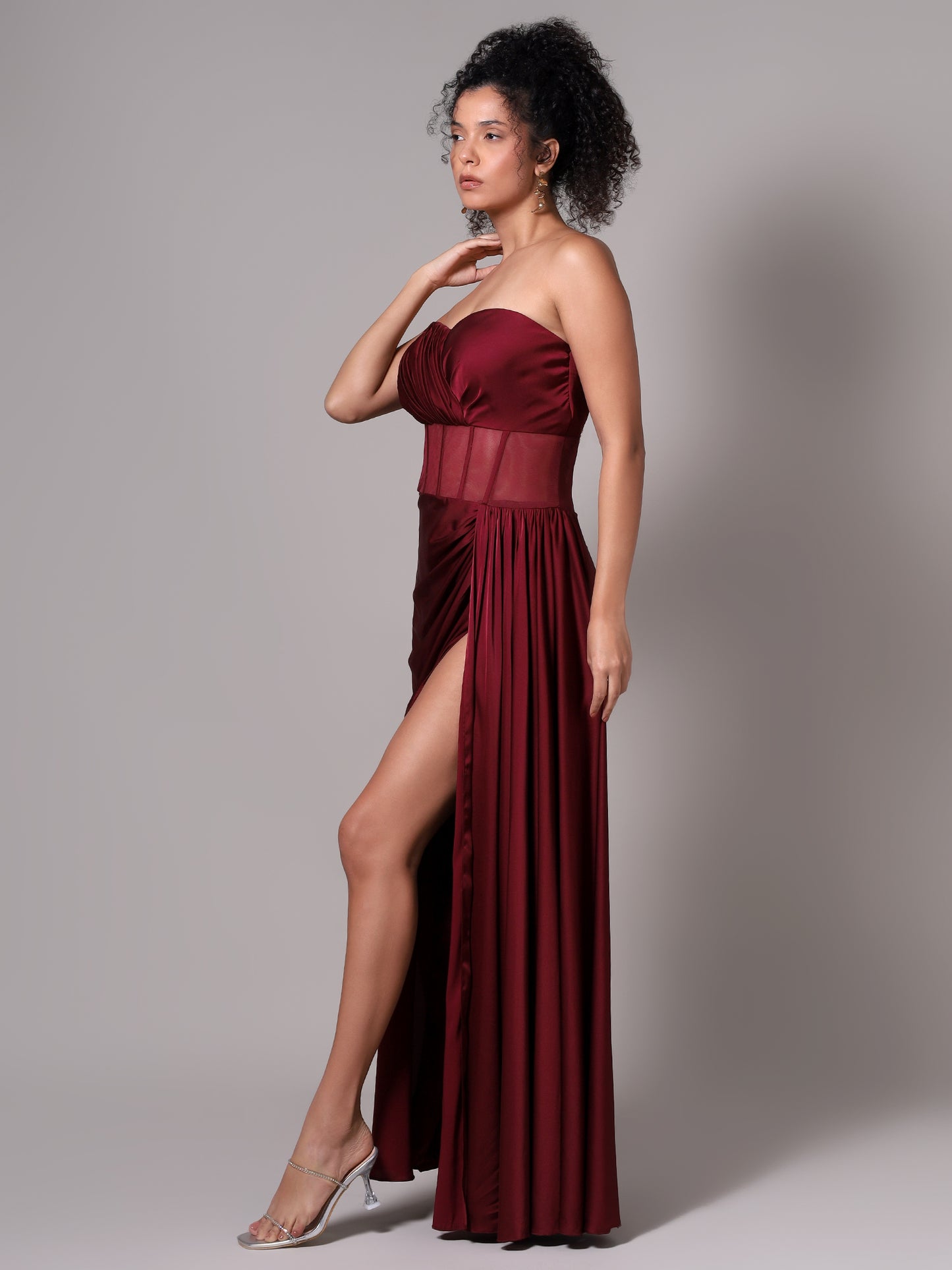 HER Maroon drape gown