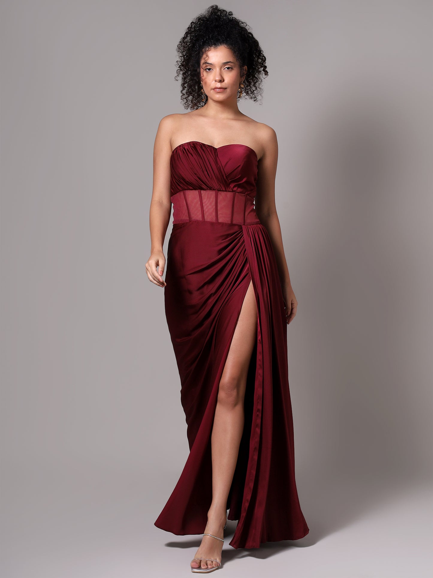 HER Maroon drape gown