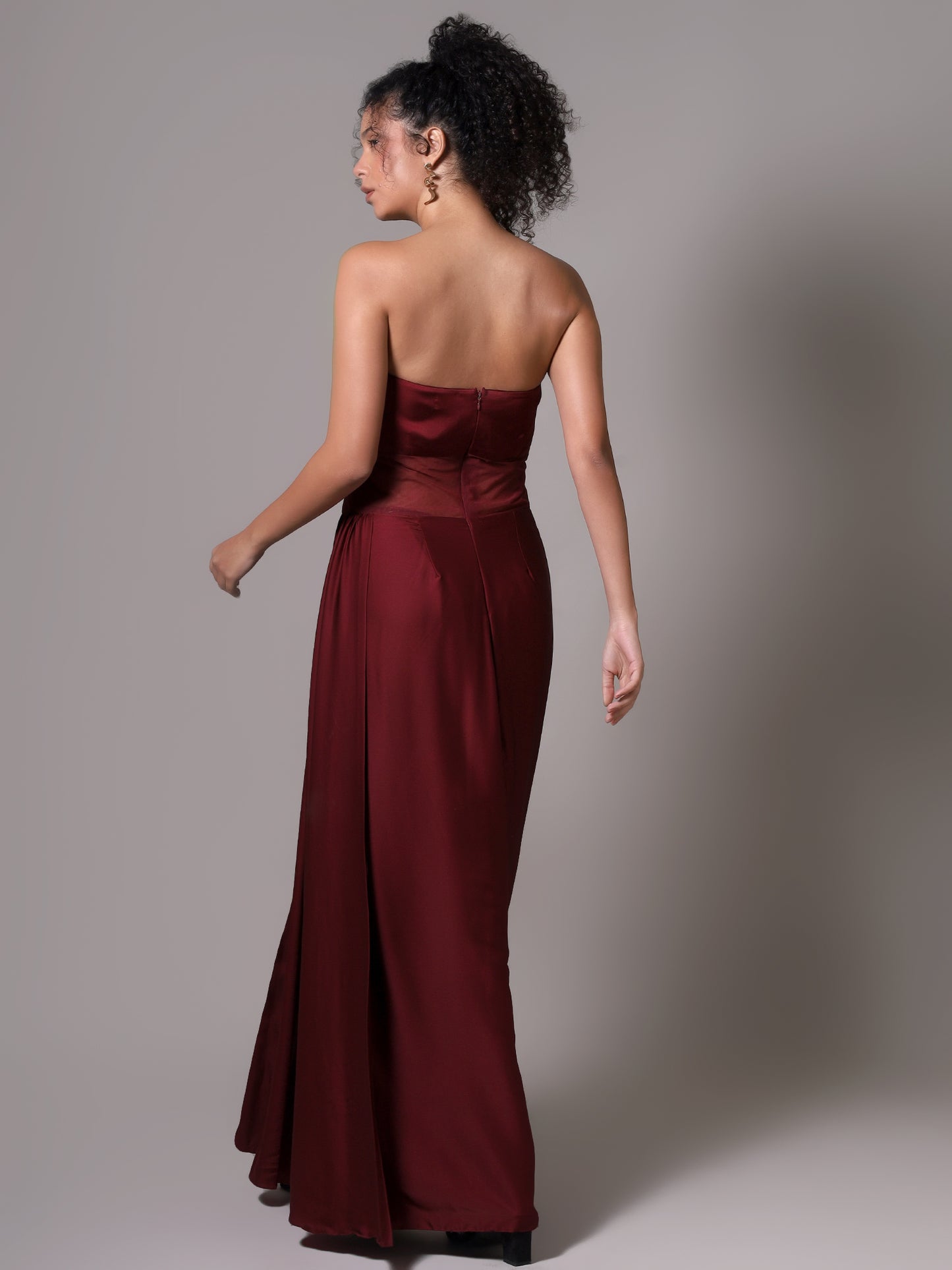 HER Maroon drape gown