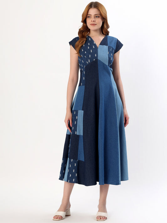 Color Block Denim Dress