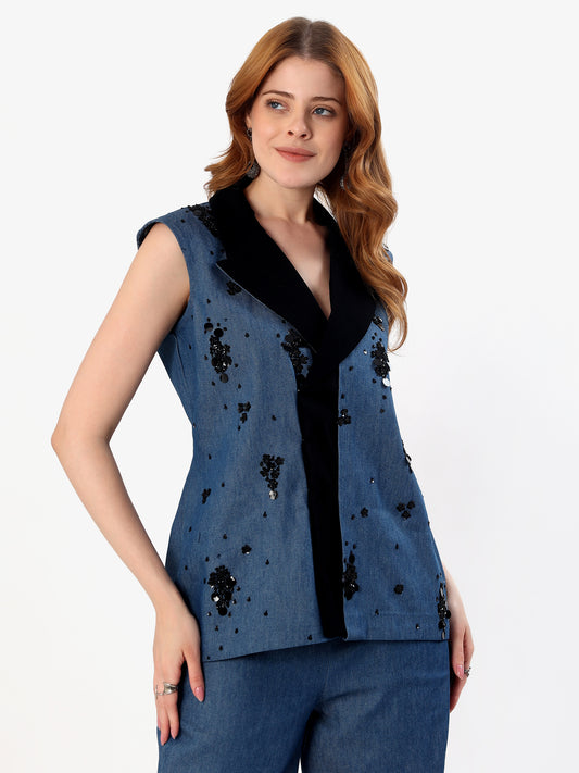 Handcrafted Ink Denim Blazer